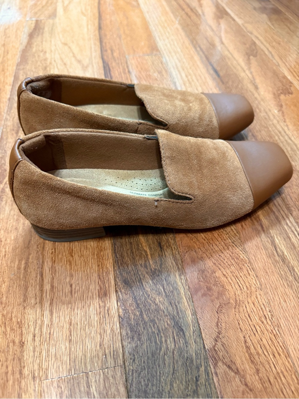 Clarks Women's Two-Tone Brown Suede and Leather Loafers